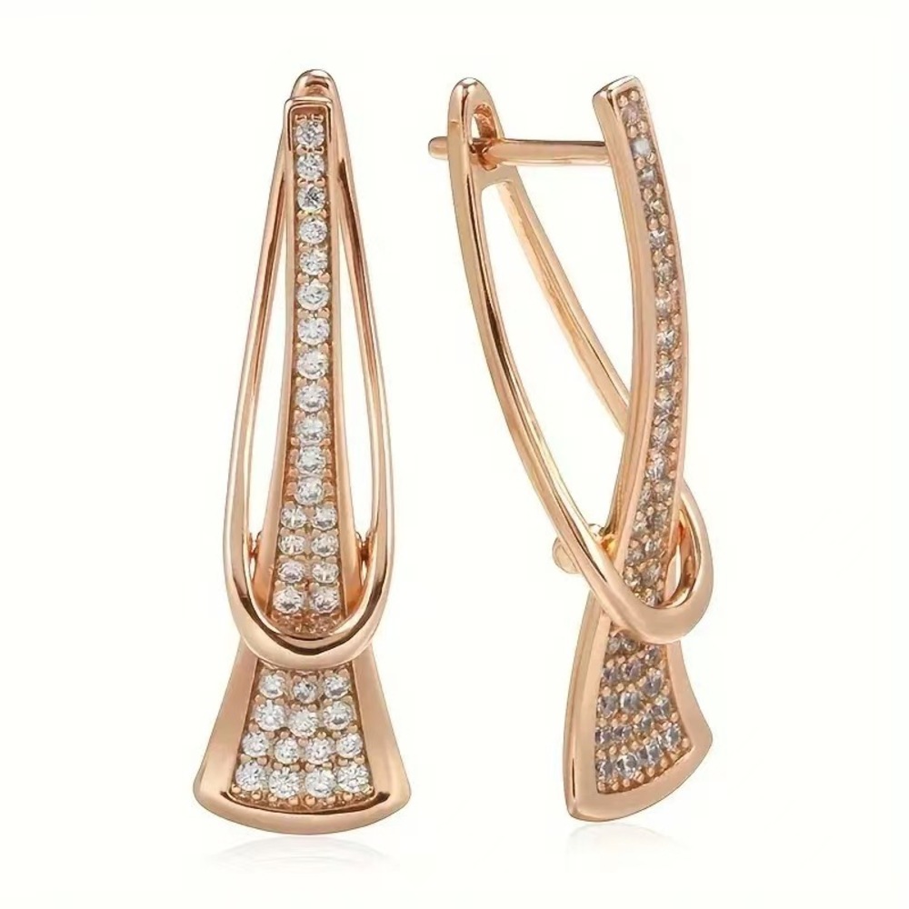Sleek U-line earrings with a delicate hollowed bar detail. - Picture 5 of 5